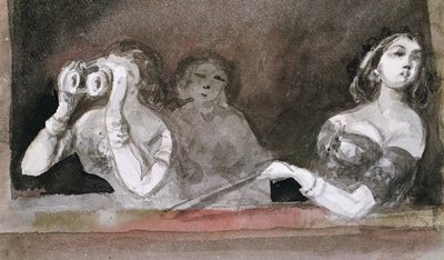 Assentos de caixa (caneta e tinta de lavagem no papel) de Constantin Guys